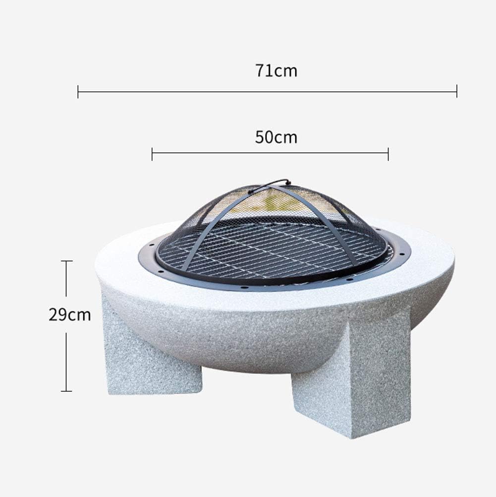 Fire Pit with BBQ Grill Shelf, Fire Bowl for Garden and Patio with Spark Guard & Poker – Outdoor Black Steel Garden Patio Heater, with Stainless Steel Dense mesh Grill