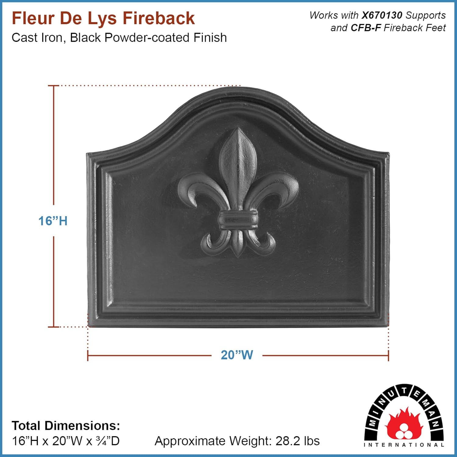 Minuteman International Fleur De LYS Fireback, Black