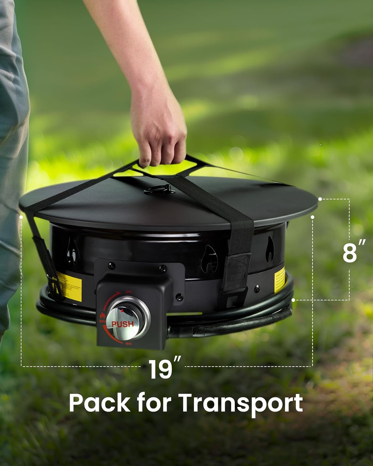 Ciays Large Propane Fire Pit 19 Inch, Gas Fire Pit with Grill Grate, Folding Legs, Hose Hooks, Propane Tank Holder, Cover & Carry Strap, CSA Certified Portable Outdoor Fire Pit for Camping, 58,000 BTU