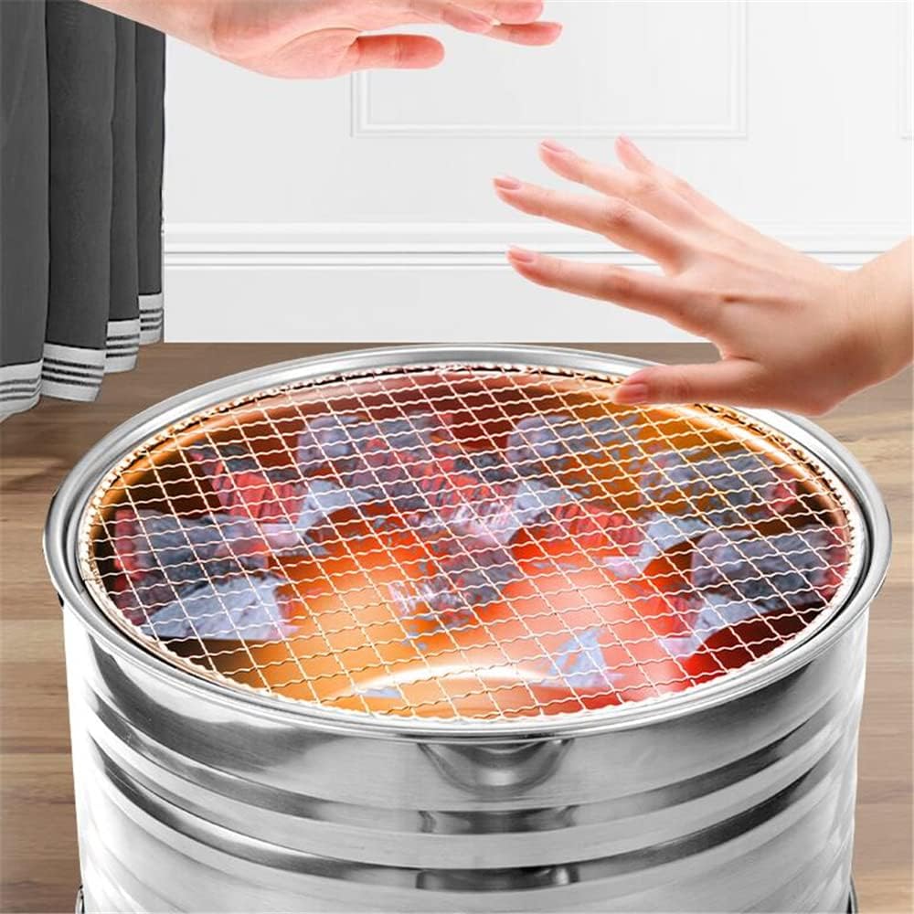 Outdoor Fire Pit Brazier with BBQ Grill Arc Handle Design Pattern Ventilation Buckle Adjustable Firepower Thickened Liner Removable Cooking Grill for Barbecue Heating