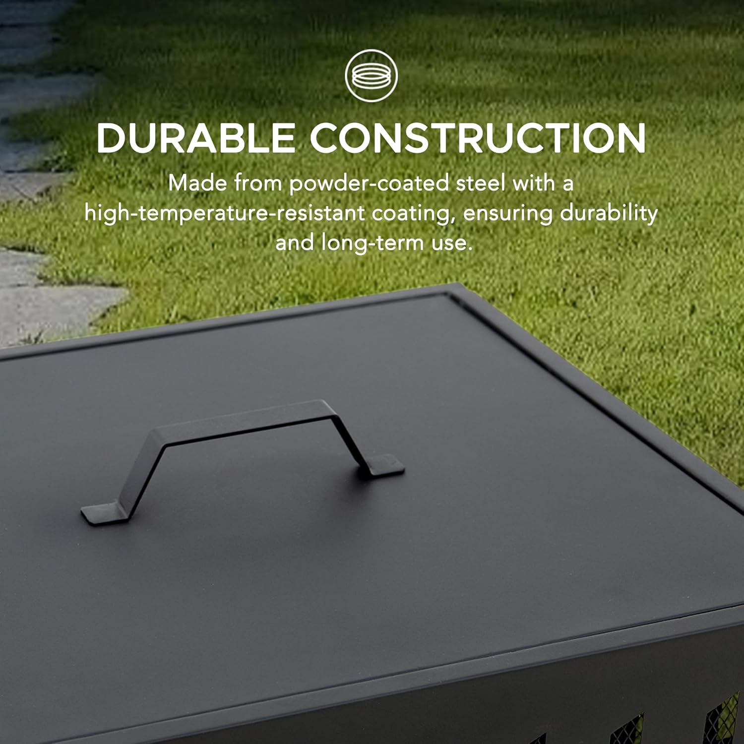 Sunjoy 18 in. Hartefeld Fire Pit, Steel Outdoor Patio Fire Pit Wood Burning Backyard Firepit with PVC Cover and Fire Poker