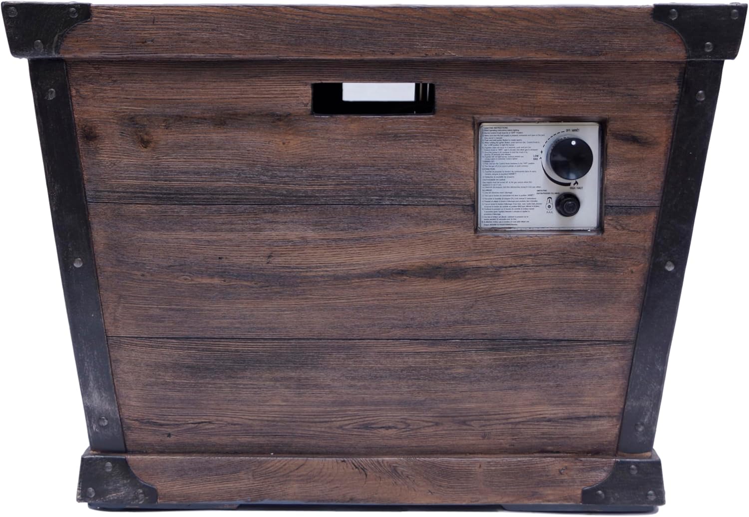 Outdoor Patio 24'' H x 32'' W Square Gas Burning Concrete Fire Pit Wood Pattern Brown 40,000 BTU (Tank Inside)