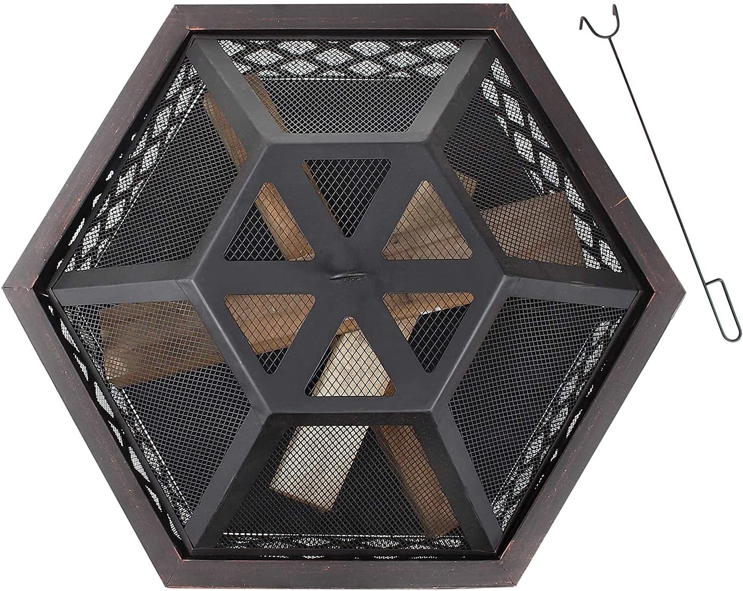 Fire Pit for Outdoor Garden Patio, Outdoor Fire Pit Grill, Large Hexagonal Wood Burning Firepit for d Garden, Patio Or Camping