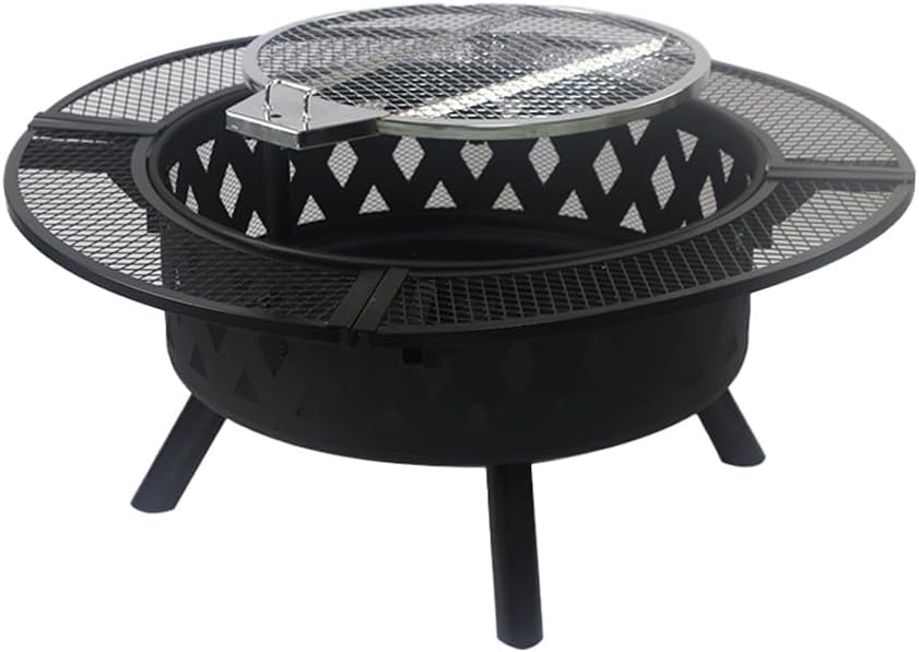 39 Inch Fire Pit, Wood Burning Fire Pits for Outside, Round Steel Firepit Table,Outdoor Firepits for Yard Patio Bonfire Camping,Patio Fire Pits for Outside,Heavy Duty Firepits, BBQ & Outdoor Firepit