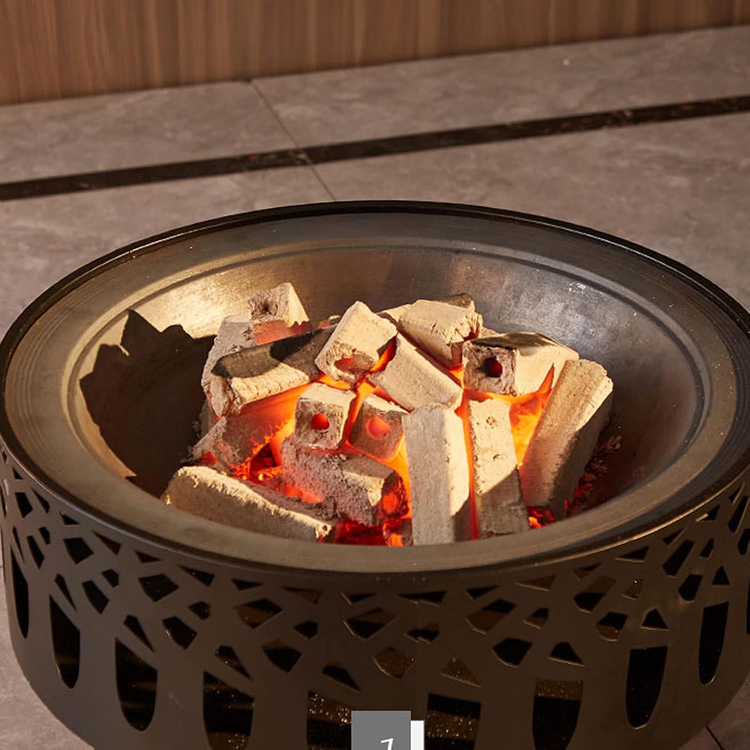 Metal Wood Burning Fire Bowl with Poker/Charcoal Grid/Mesh Cover, Sleek Outdoor Fire Pit for Garden Patio Heater, BBQ Grill, Camping, Bonfire, Party