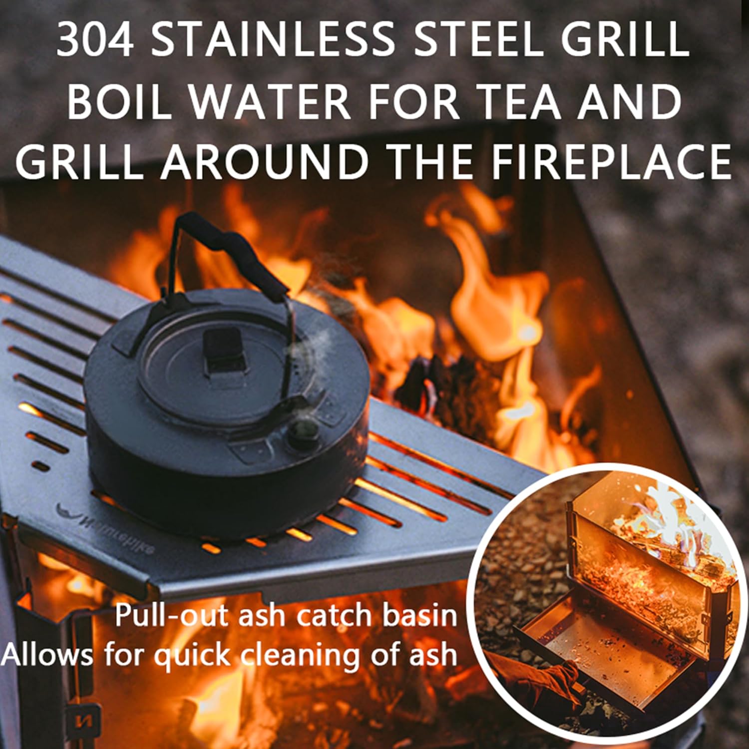 Naturehike Portable Wood Burning Fire Pit, Lightweight Collapsible Small Firepits for Outdoor & Indoor, Campfire with Microcrystalline Glass for Winter Family Party, Camping (Fire Pit)