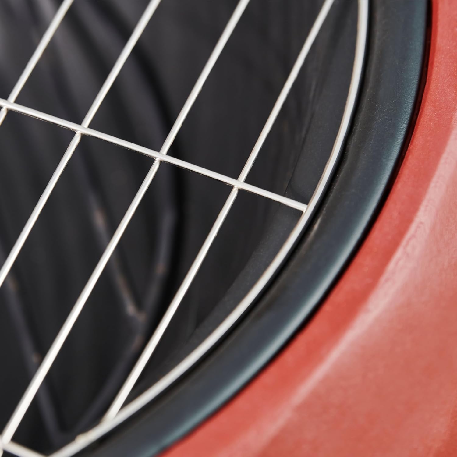 Teamson Home Outdoor 20.07 in. Round Wood-Burning Fire Pit with Faux Concrete Base, Spark Screen, Stainless Steel Grill Grate, Removable Fire Bowl and Poker, Maroon