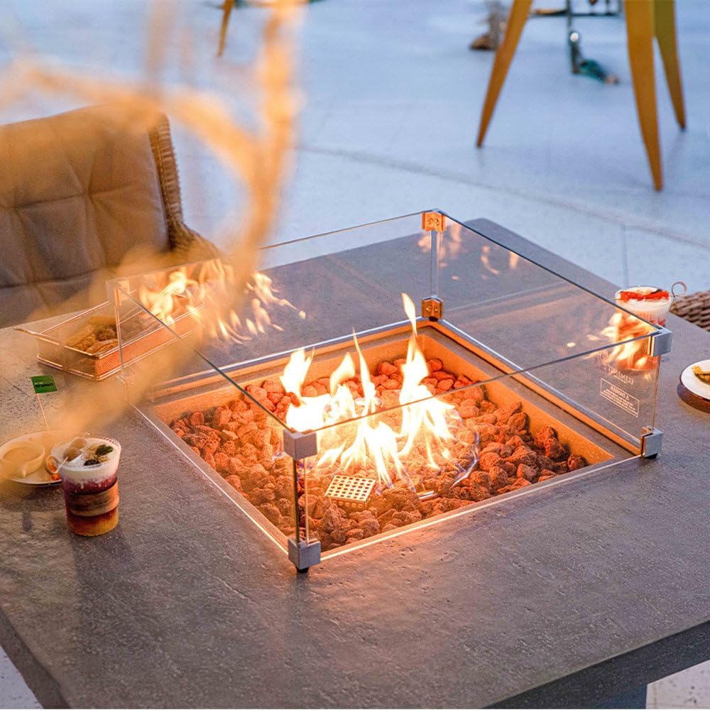 Elementi Modern Square Concrete Fire Pit, 48