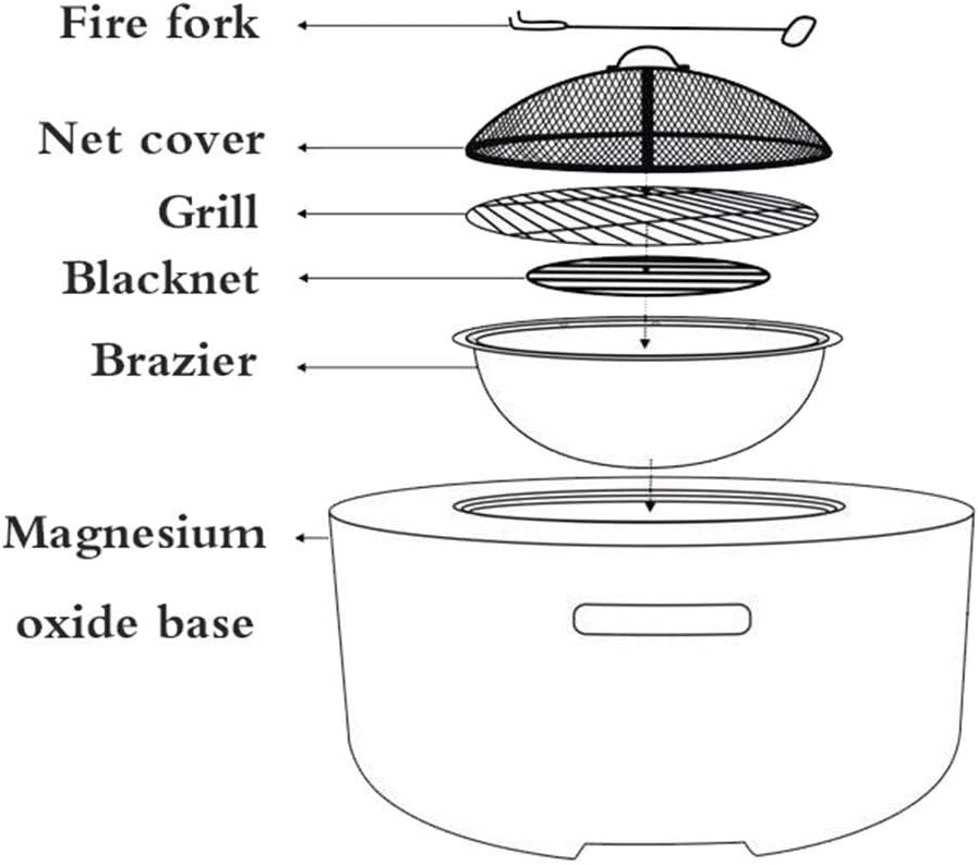 Small Firepit, Fire Bowls for Garden, Fire Pit with BBQ Grill Shelf with Magnesium Oxide Base 75X39cm for Outdoor, Garden, Barbecue, Excursion, Camping Outdoor Garden Fire Pit