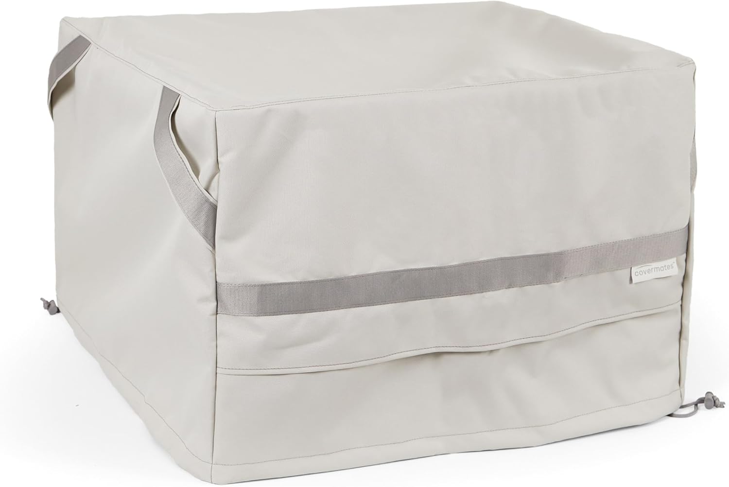 Covermates Prestige Square Fire Pit Cover – Heavy-Duty Water-Resistant Outdoor Patio Protection with 900D Polyester, Mesh Air Vents, Buckle Straps & Drawcord Hem, Square 52W x 52D x 25H, Stone