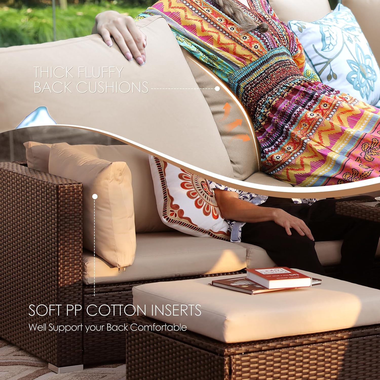 NICESOUL 9 Piece Outdoor Patio Fire Pit Sets, Extra-Large 29.3