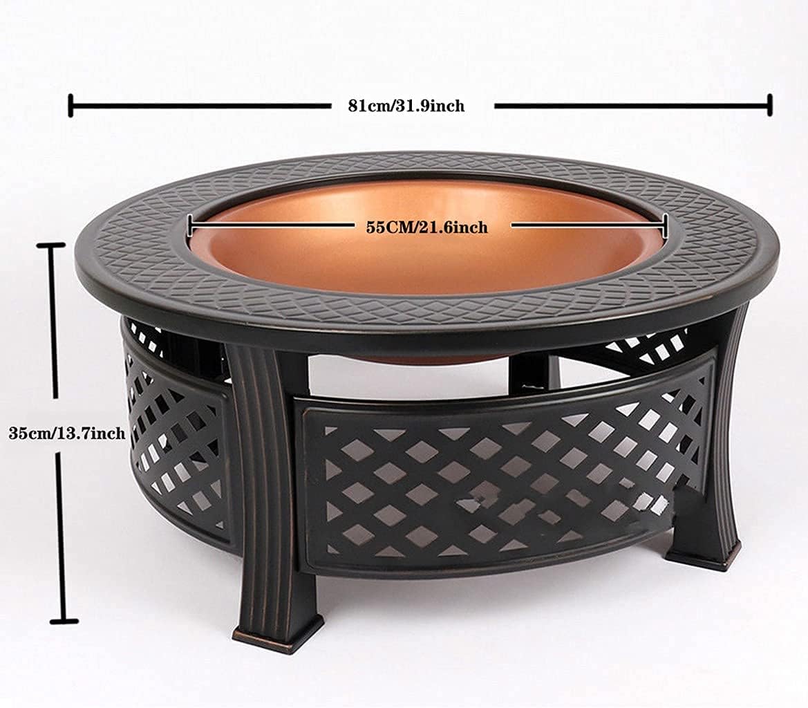Outdoor fire Pit Bowl with Spark Screen, Firepits and Firebowls with Lid BBQ Grill Tripod Guard and Cover Round Large Patio Heater, Fire Pits Bowls for Garden Table Wood Burning Cast Iron