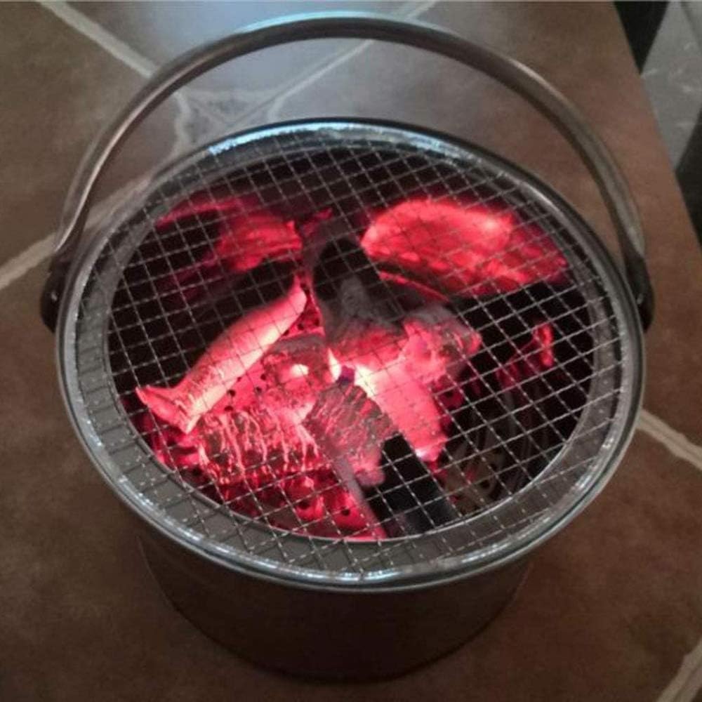 Mini Portable Fire Pit - Small Firepit Bowl -Stainless Steel,Outside with Cooking BBQ Grill Grate, Portable with Handles - for Outside Patio & Backyard Use-D