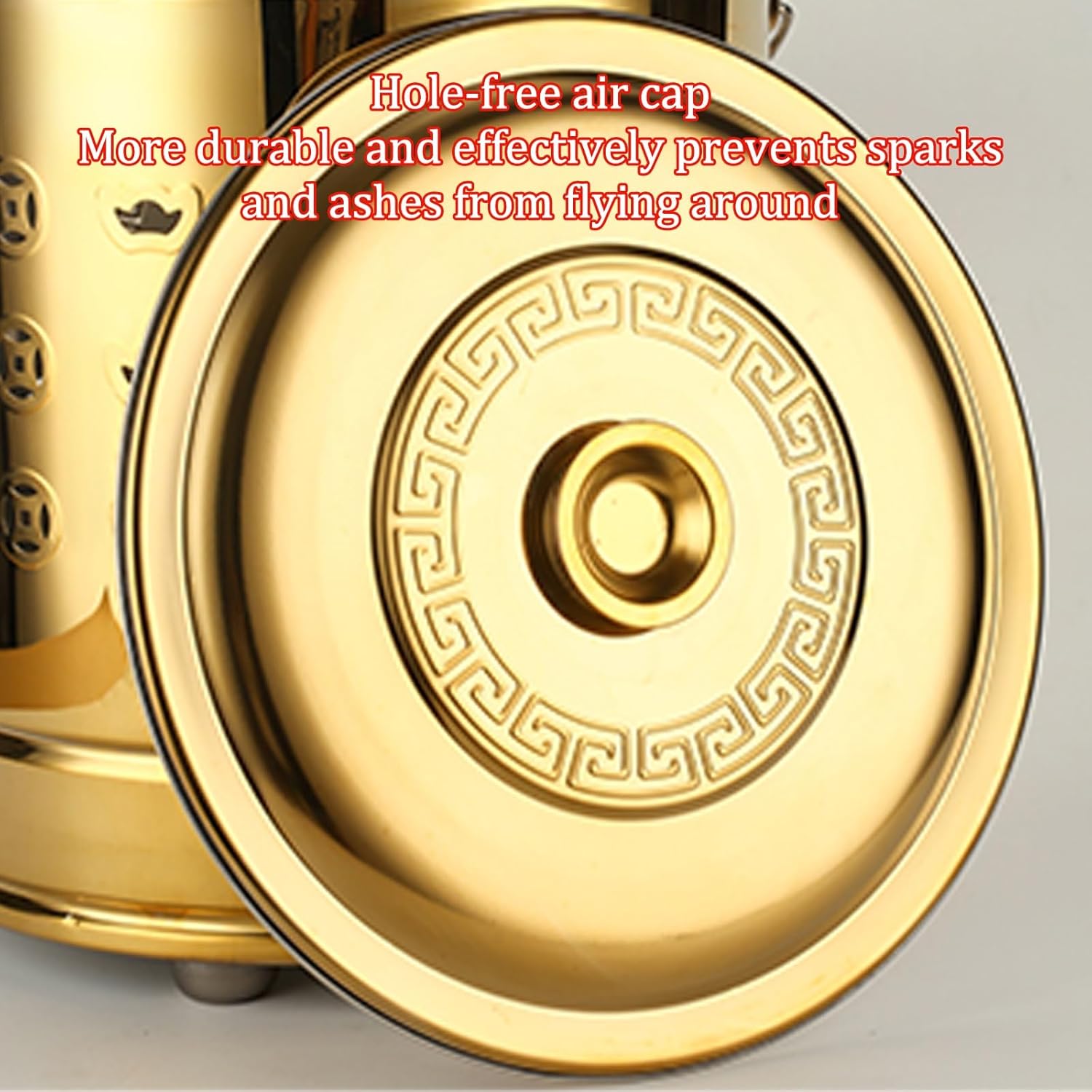 Garden Stainless Steel Outdoor Smokeless Burn Barrels Outside Incinerator Fire Pit for Burning Trash, Burn Cage with Fire Hooks & Handle Bonfire Incineration Barrel for Backyard Leaf Paper Wood.(Gold,