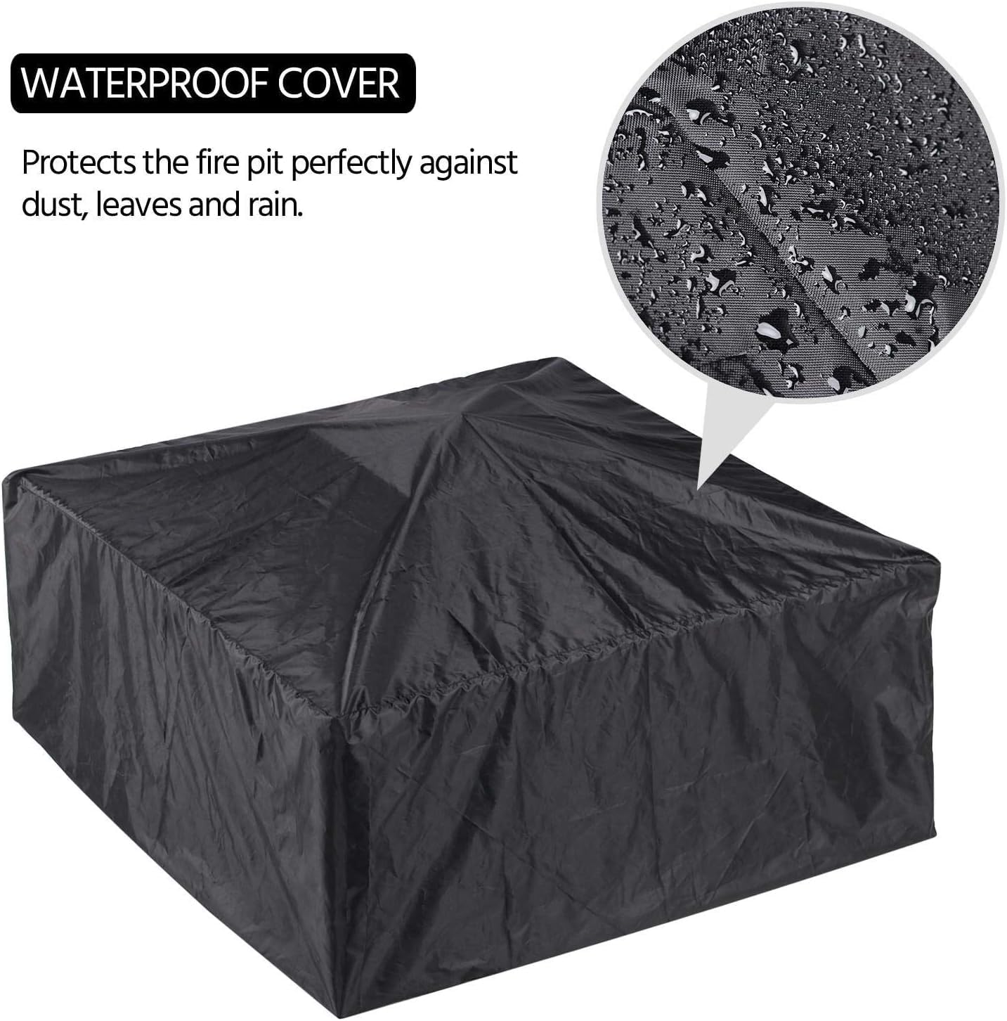 Multifunctional Fire Pit Table 32in Square Metal Firepit Stove Backyard Patio Garden Fireplace for Camping, Outdoor Heating, Bonfire and Picnic (Black)