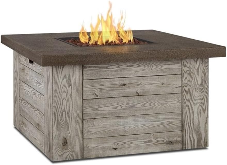 Contemporary Propane Fire Pit in Weathered Gray