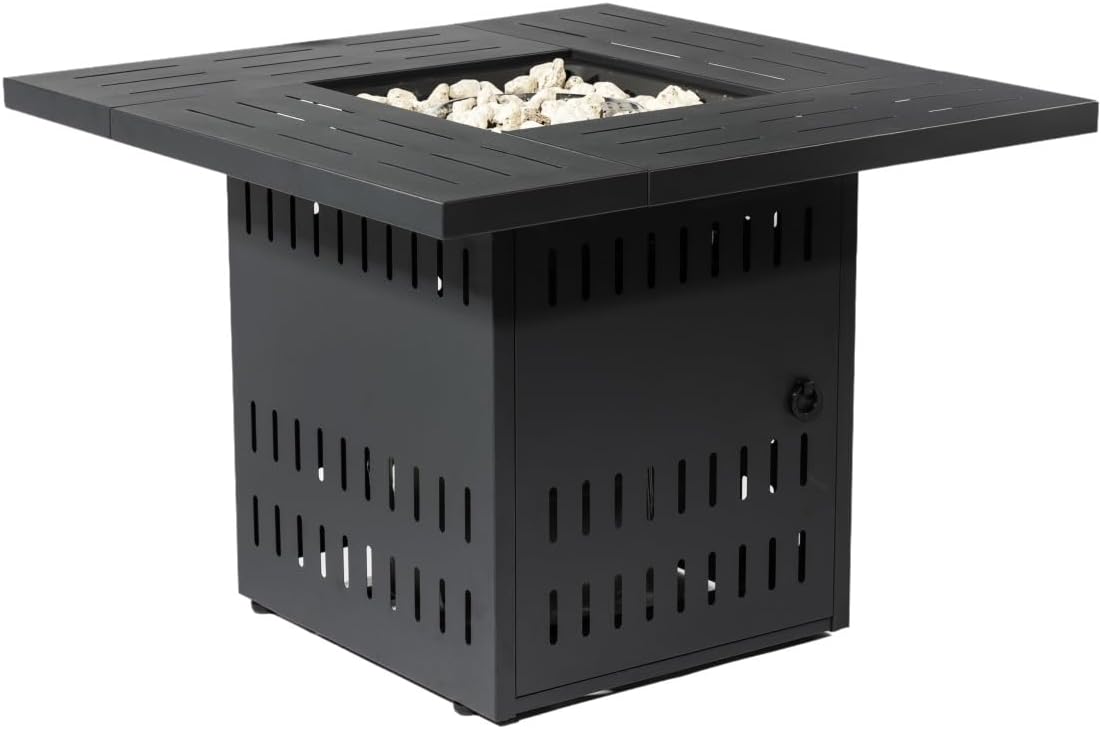 34inches Steel Fire Pit Table Gas Fire Pit for Outdoor Outside Patio Deck and Garden Black