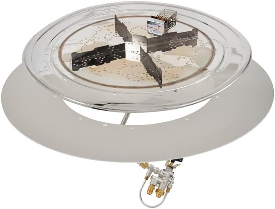 The Outdoor GreatRoom Company Round Stainless Steel Crystal Fire Plus (BP48RDDSILP-A), 28-Inch Burner, 48-Inch Plate, Propane