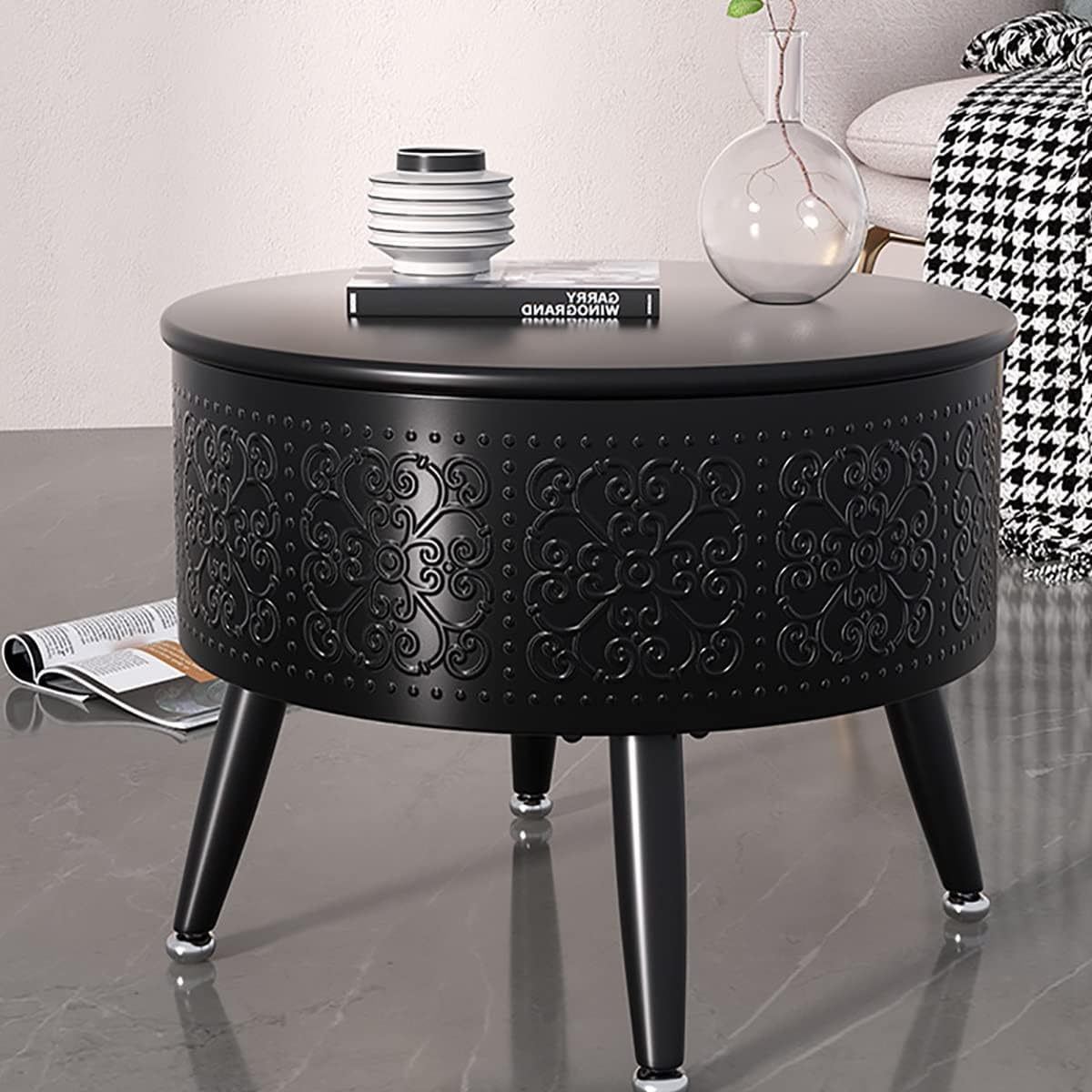 Grill fire Pit, Indoor Charcoal fire Pit Heating Household Stove smokeless Carbon fire Pit Patio Winter Outdoor Barbecue fire Pit Table Charcoal fire Pit (Color : Black)