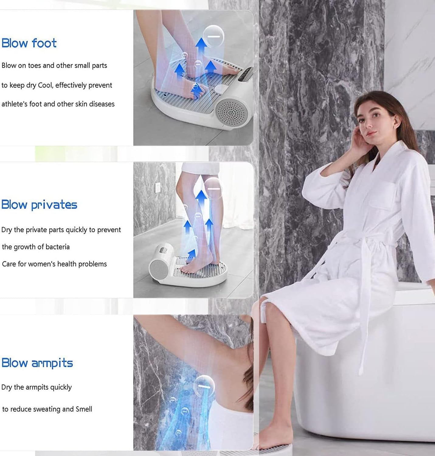 Body Dryer Negative Ion Full Body Dryer with 2 Gears Adjustment, Foot Dryer, Quick Air Drying, Heating and Cooling, Gravitation Sensing, for Home and Bathroom,110V