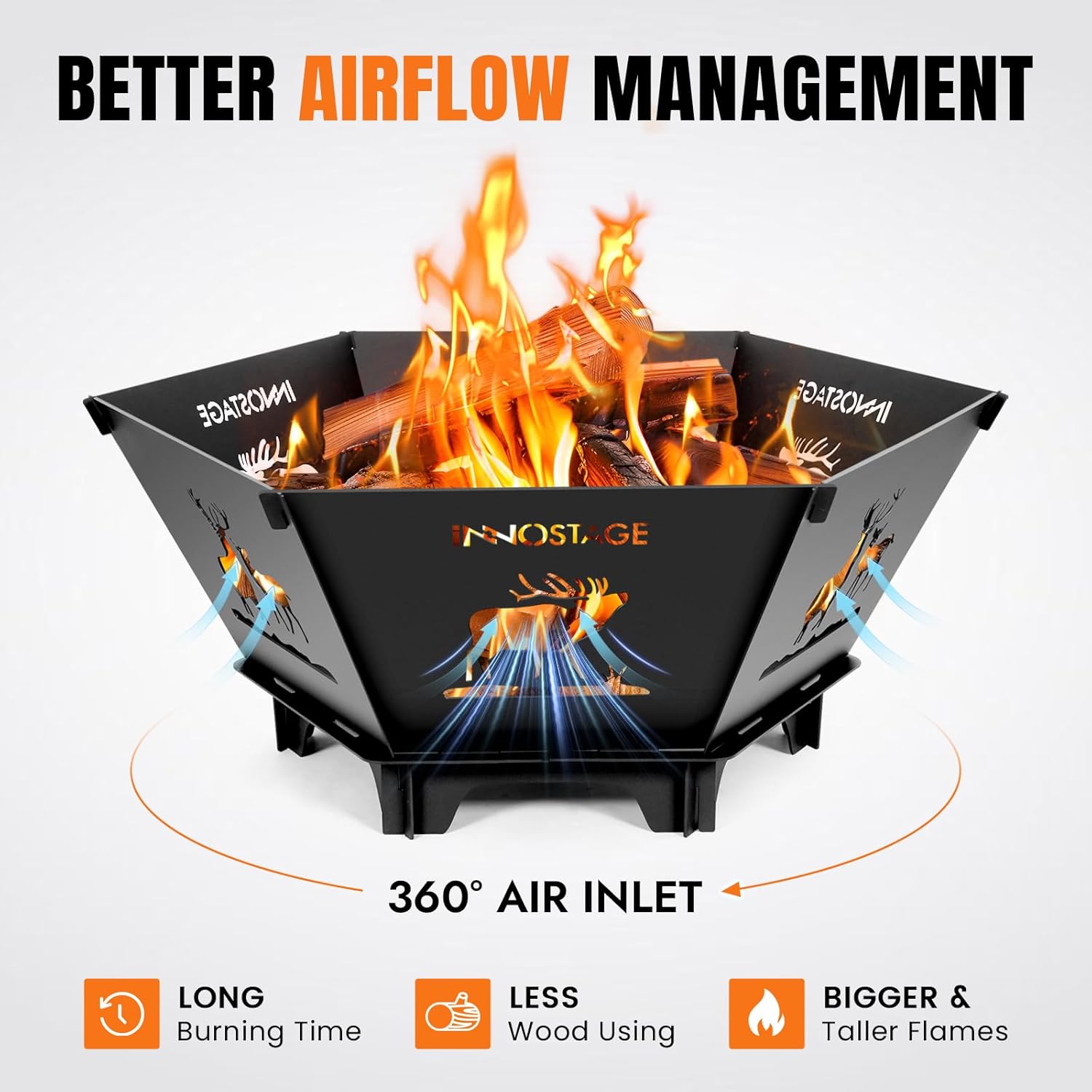 Fire Pit for Camping- 37.8 Inch Collapsible Firepit for Patio Outside Wood Burning Outdoor Indoor BBQ Picnic Foldable Fire Pits Bonfire of Backyard Patio with Portable Tote Bag