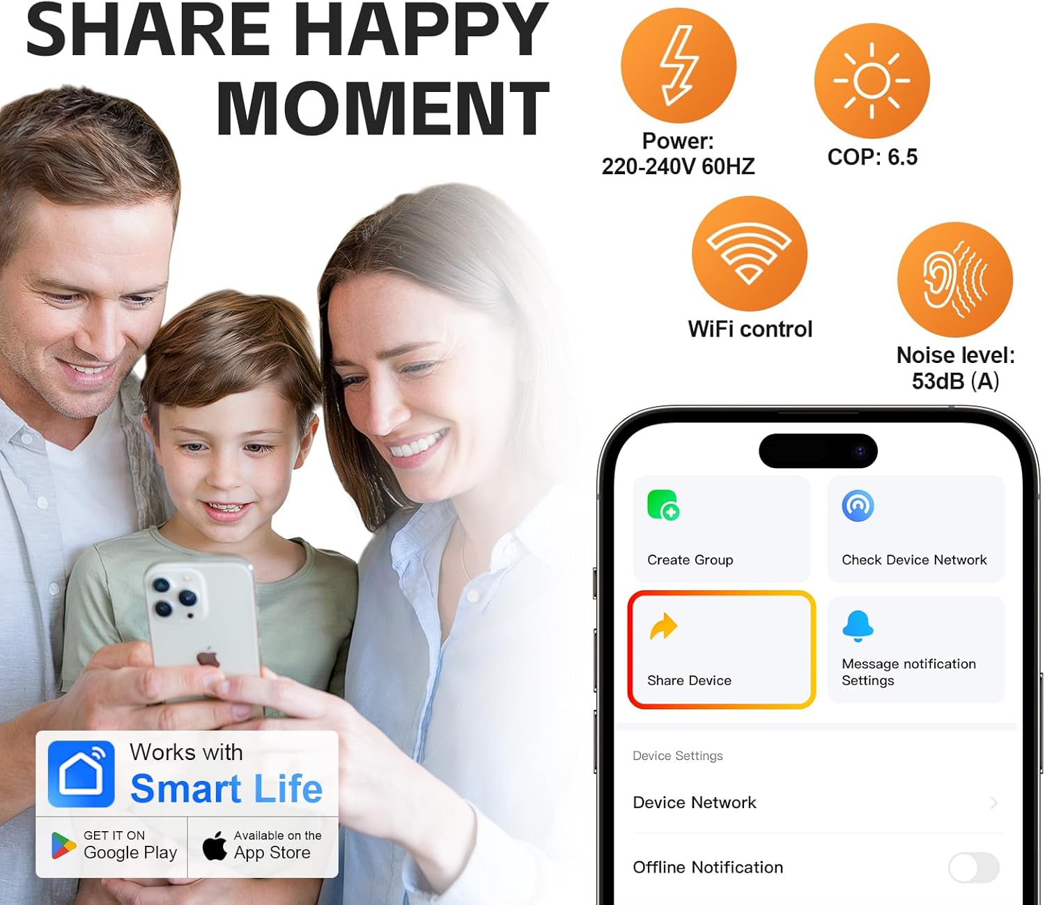 35100 BTU Electric Pool Heater for Inground Pools 10000 Gallon Swimming Pool Heat Pump Heating or Cooling WiFi Control Schedule 220V 60HZ