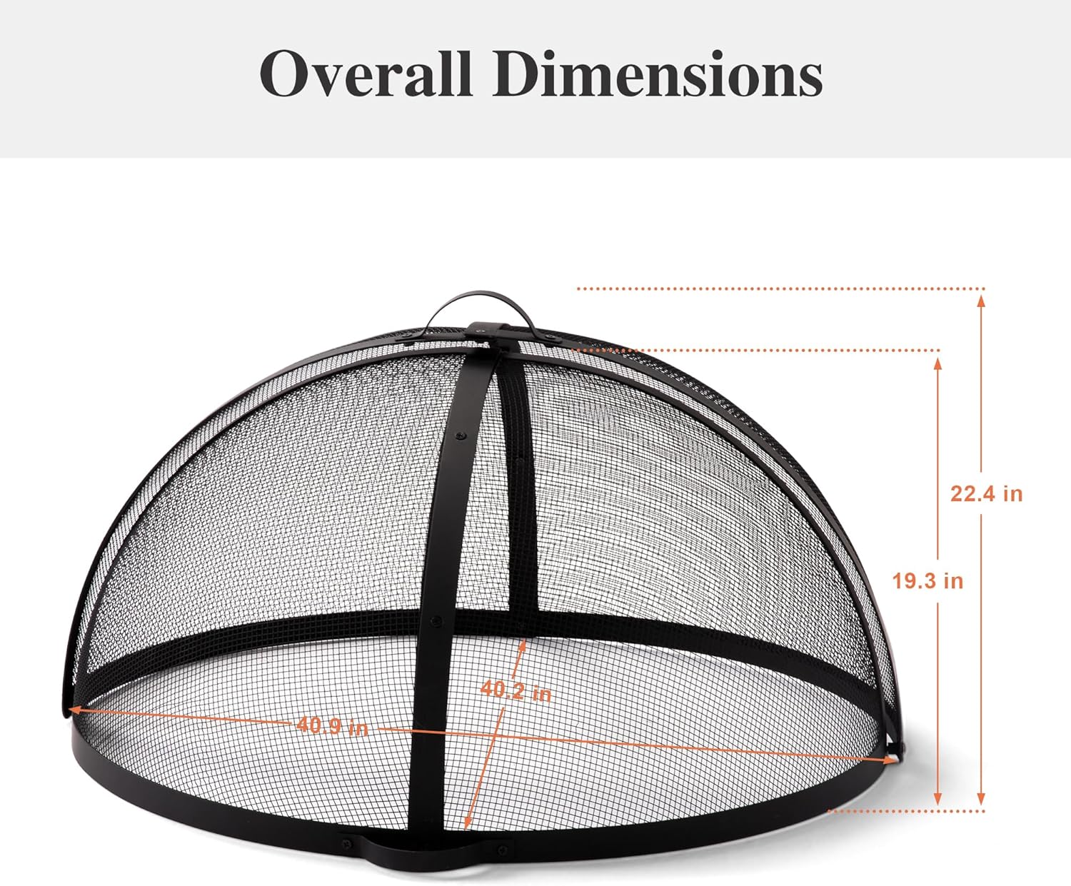 SUNCREAT Outdoor Fire Pit Spark Screen Cover Accessory, Patio Round Easy-Opening Fire Mesh Screen Guard, Heavy Duty Steel Fire Pit Ember Lid with Hinge, 40 Inch