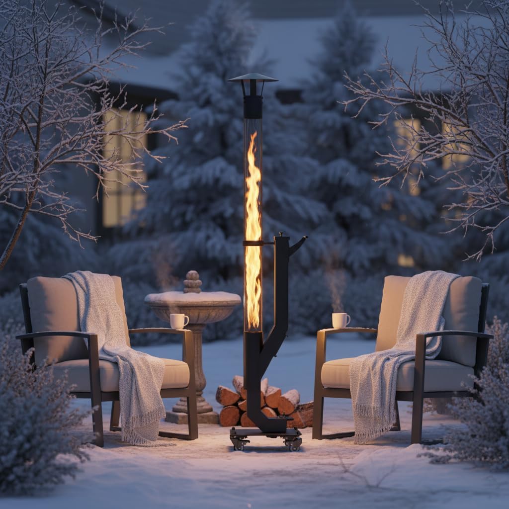 yoyomax Wood Pellet Patio Heater, Outdoor Pellet Heater, Portable Wood Pellet Fire Pit with Ash Tray Patio Rocket Stove for Backyard Camping Garden Balcony, PH08PRO