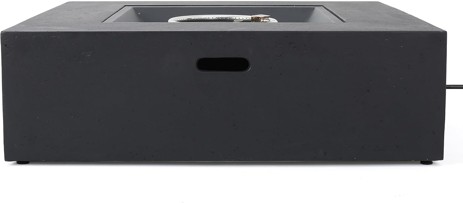 Christopher Knight Home Sherwood Acacia Wood Outdoor Lounge Chairs and 50,000 BTU Square Propane Fire Pit, 32.5 