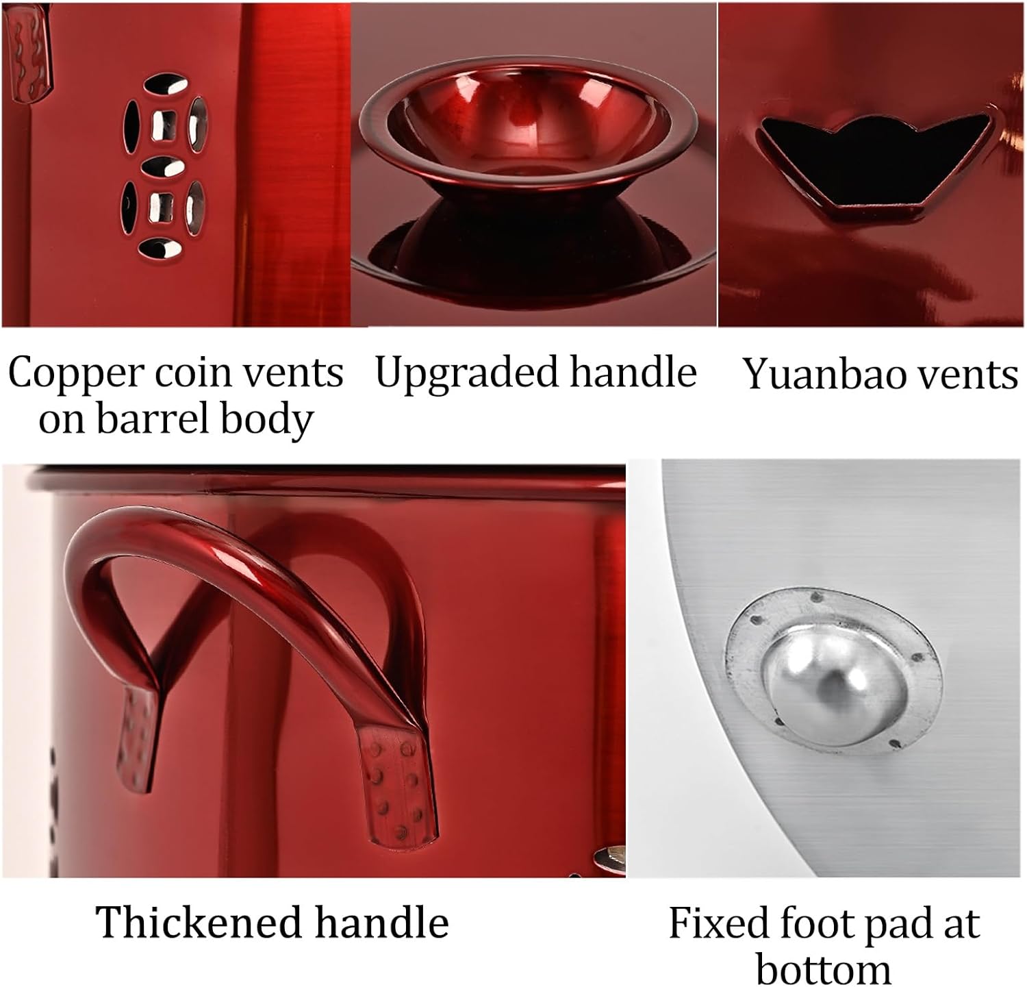 Burn Barrel Stainless Steel Fire Pit Paper Burner Yard Waste Incinerator Burn Barrels for Outside for Burning Trash Burn Cage for Garden Paper Leaf Trash Wood Backyard Bonfire.(Red-Medium-40x40CM/15.7