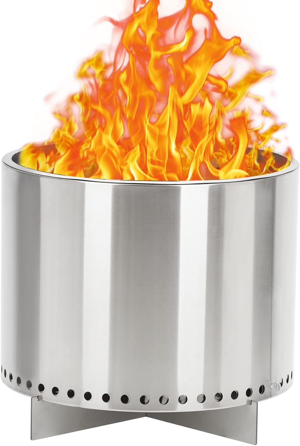 Smokeless Fire Pit with Air Switch16.5, Wood Burning Portable Stainless Steel Outdoor Firepit with Removable Stand and Ash Pan, Ideal for Camping for Backyard Patio and Picnic, H: 11.5 in, 13.22 lbs