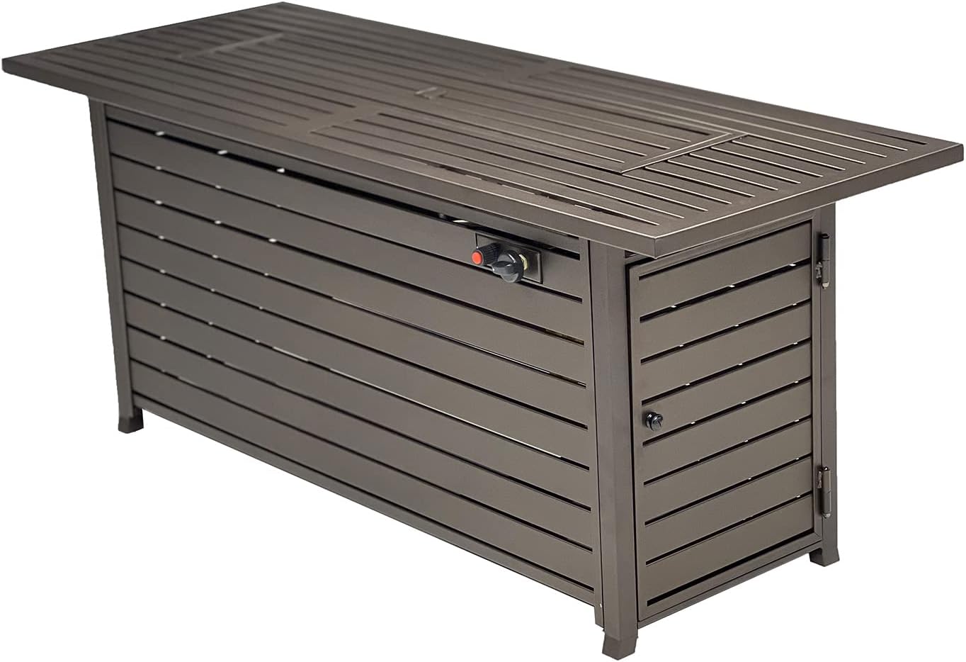 LEGACY HEATING 57 Inch Propane Fire Pit Table, 50,000BTU Outdoor Gas Fire Pit, 2 in 1 Rectangular Firepit Extruded Aluminum w/ Lid, Glass Beads, ETL Certified for Gatherings on Garden Backyard, Mocha