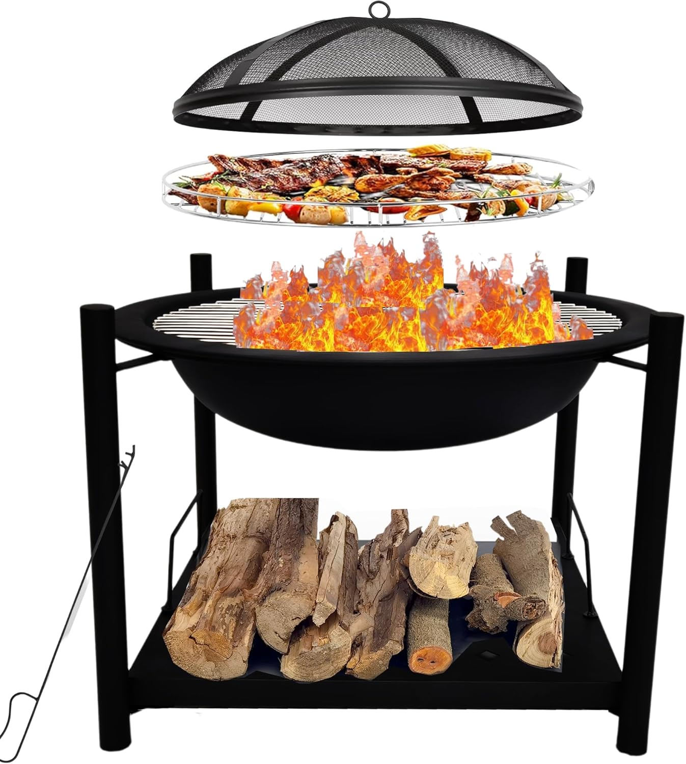 SereneLife Outdoor Wood Fire Pit - 26
