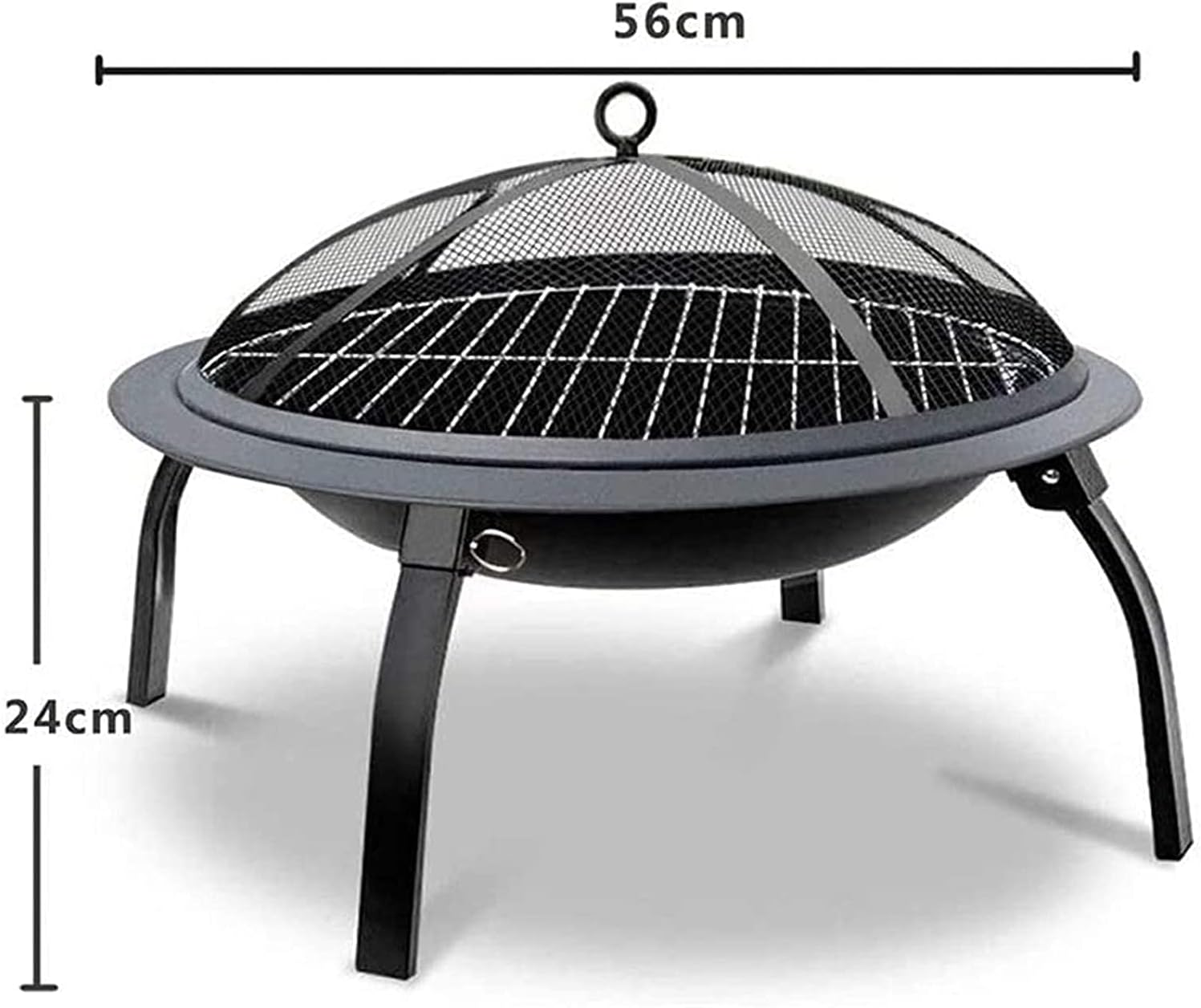 Outdoor Fire Pits BBQ Grill, Heavy Duty Steel Folding Fire Bowl with Grill & Cover & Poker, Camping Fire Pit, BBQ Brazier Wood Charcoal Patio Heater