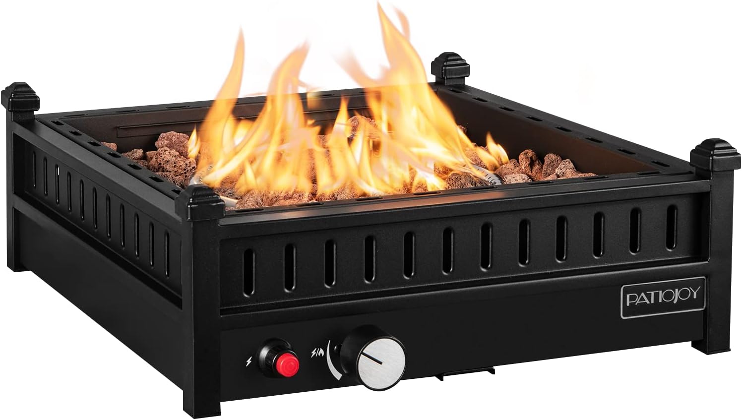 Tangkula Portable Tabletop Propane Fire Pit, Patiojoy 40,000 BTU Table Top Fireplace with Simple Ignition System, Adjustable Flame, Square Propane Firepit Bowl for Outdoors, Fit 2