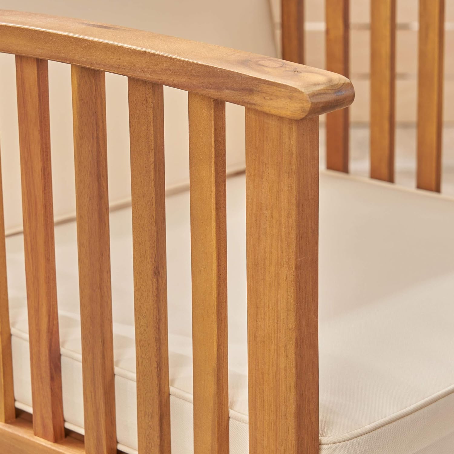 GDFStudio Outdoor 4-Seater Acacia Wood Club Chairs with Firepit, Brown Patina Finish and Cream and Stone