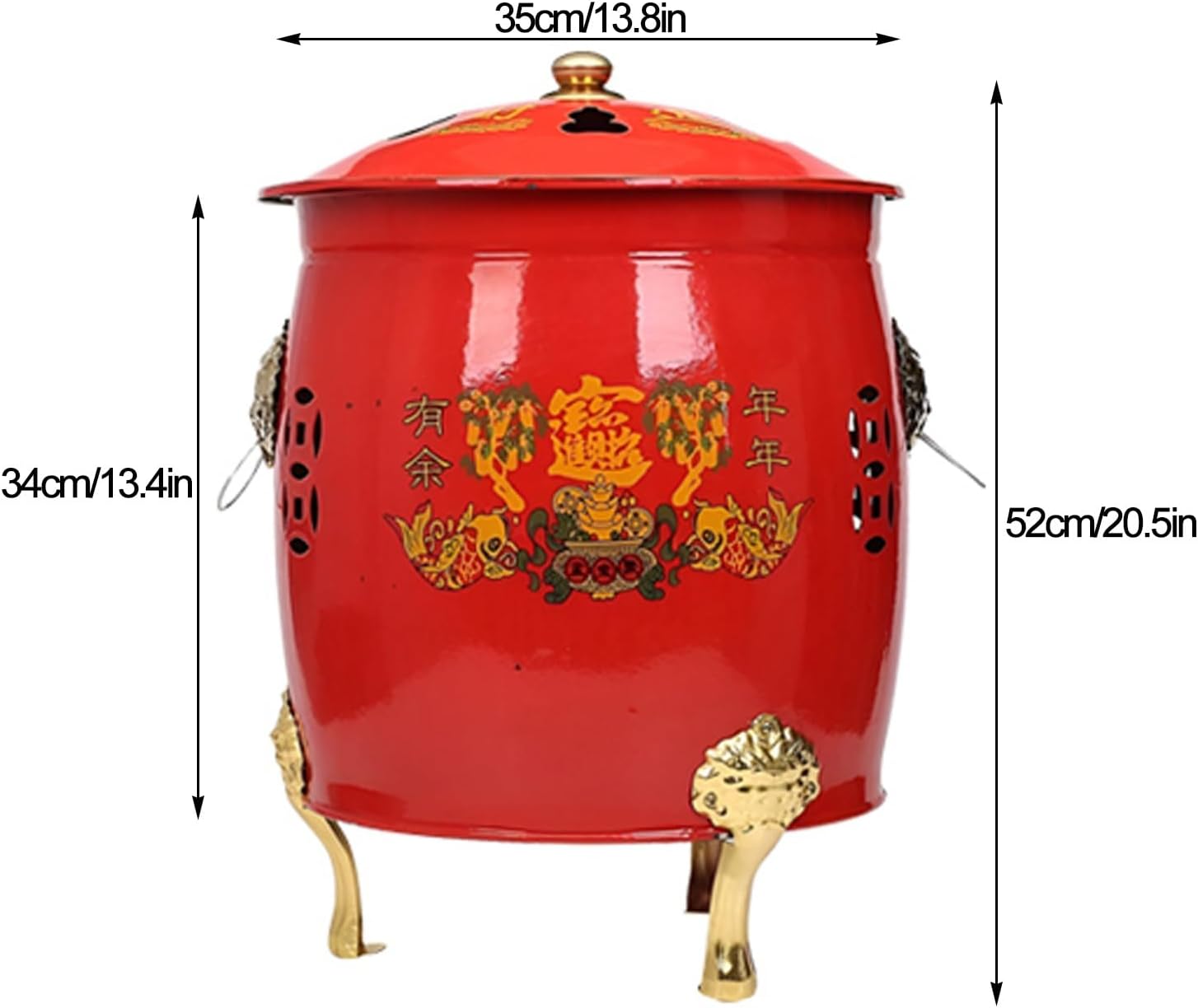 Garden Incinerator, Burn Barrel, Metal Portable Fire Pit with Lid for Ancestor Money Waste Garden Leaf Wood Bonfire