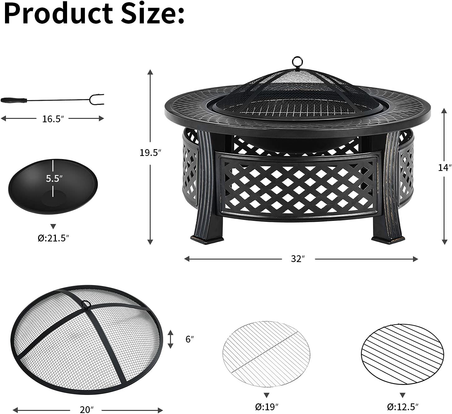 Giantex 3 in 1 Fire Pit, 32