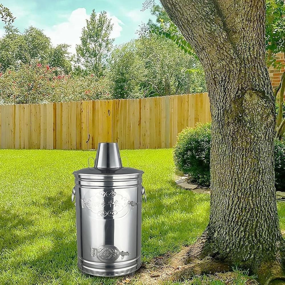 Outdoor Incinerator Cage with Chimney - Heavy-Duty Burn Barrel for Burning Yard Waste, Leaves, Garbage & Paper(Size:44 * 66cm)
