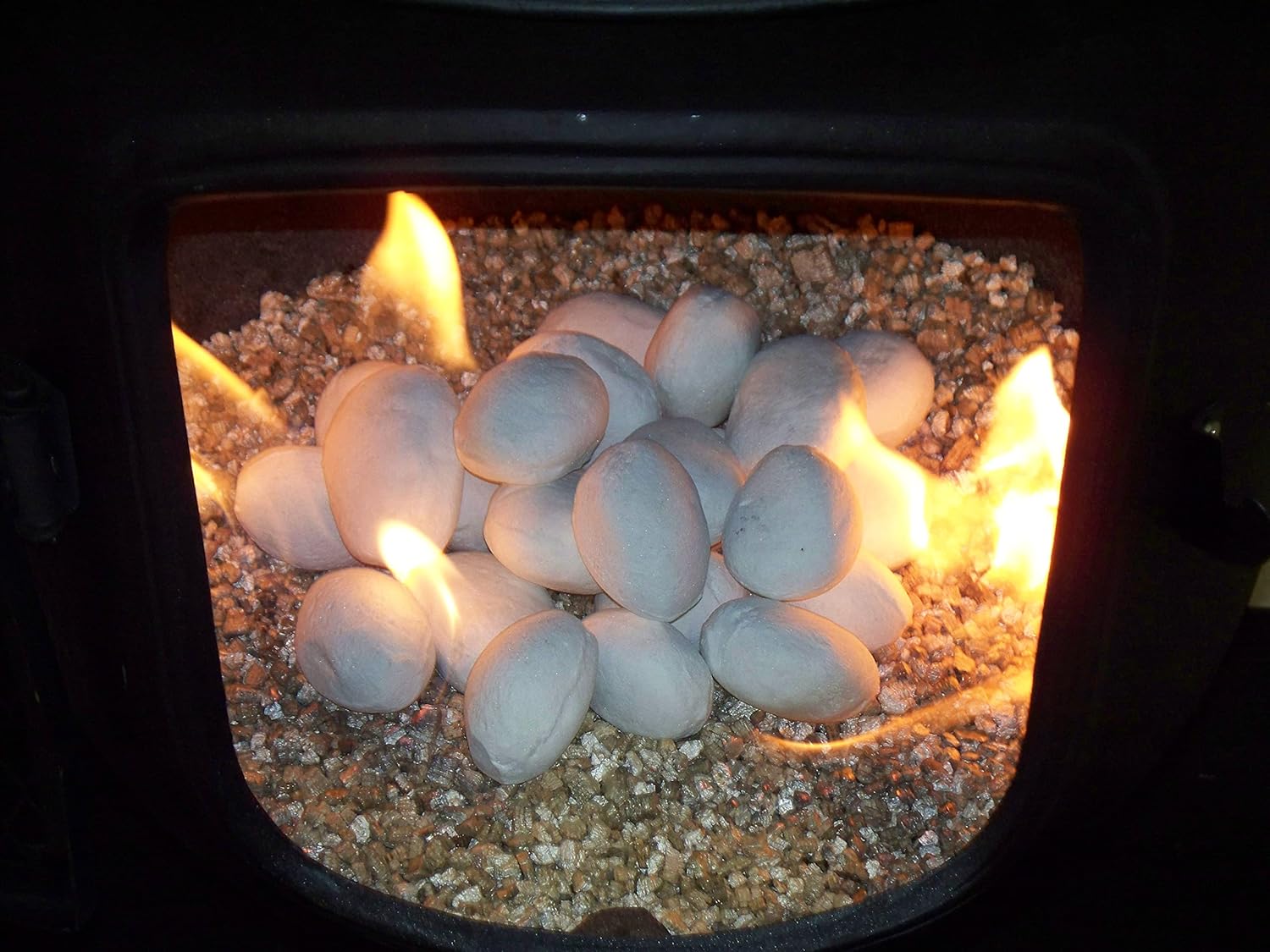 The Blue Rooster Gas Chiminea and Fire Pit Conversion Kit with White Pebbles and 10' Hose