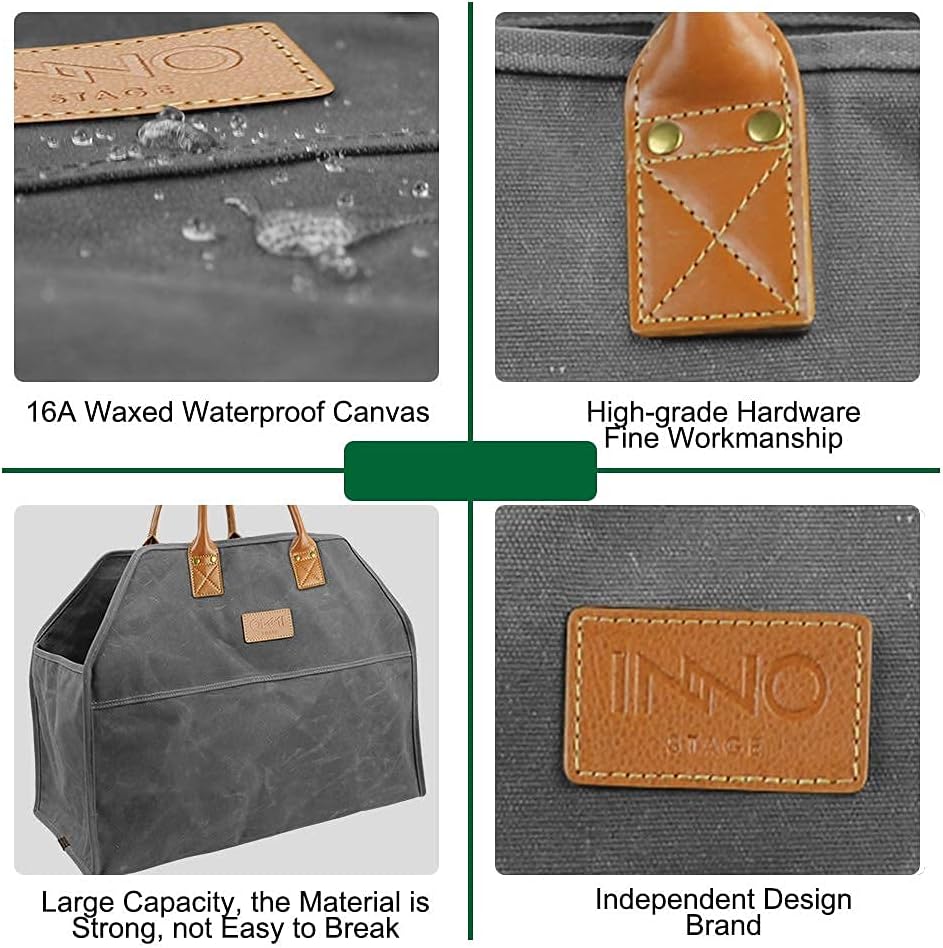 Patented Smokeless Fire Bowl Pit and Waxed Canvas Firewood Log Carrier