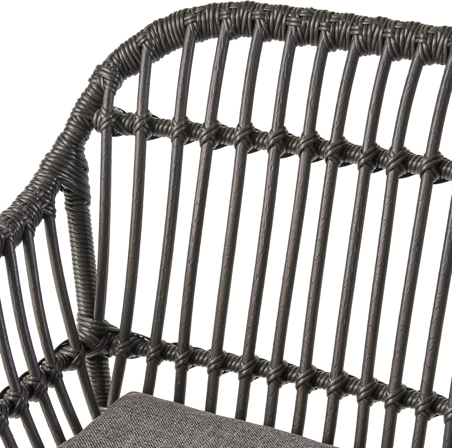 Great Deal Furniture GDFStudio Outdoor Faux Wicker 2 Seater Chat Set with Tempered Glass Table, Gray and Dark Gray