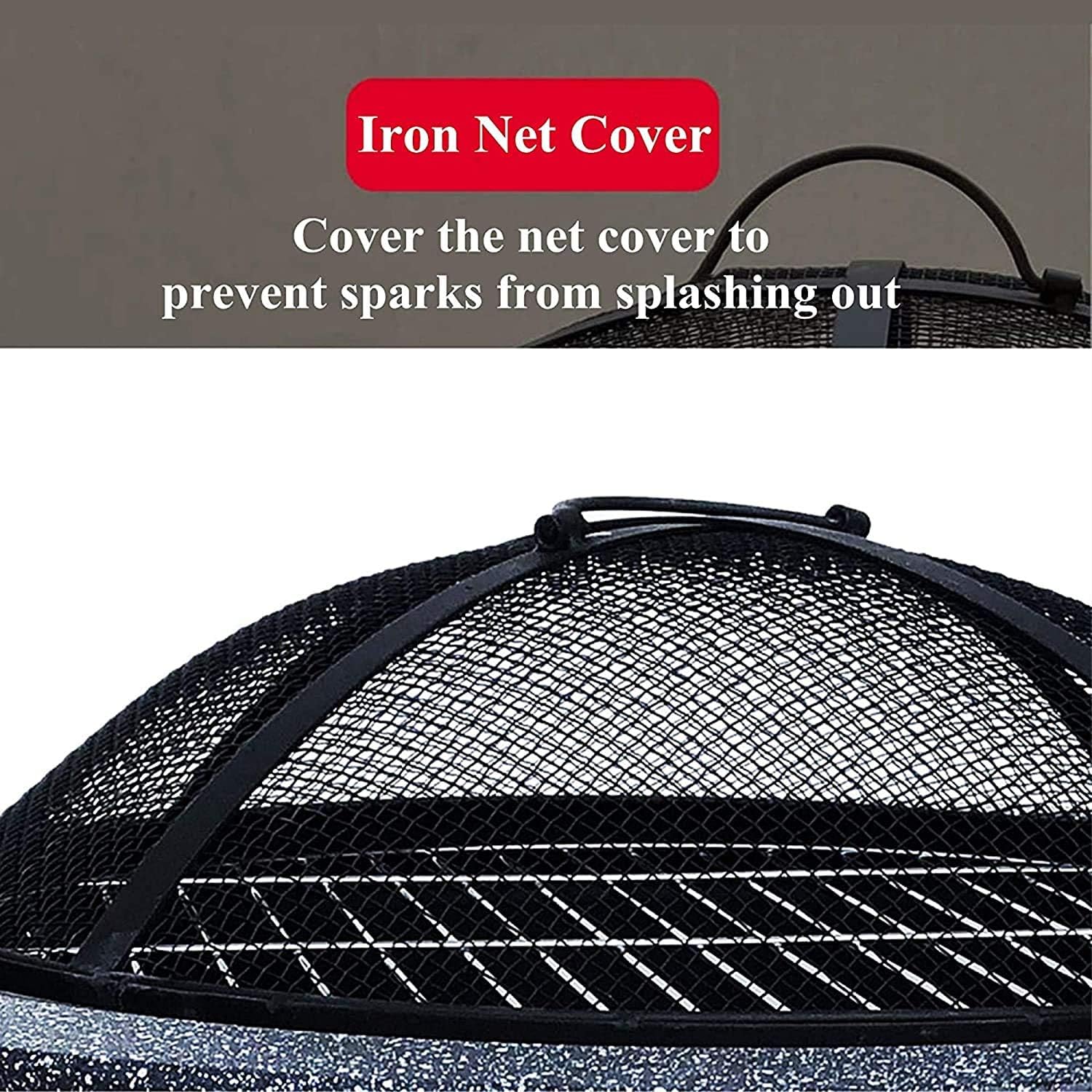 Courtyard Heating Stove, Charcoal Grill, Barbecue Grill, Round Fire Pit Grill, Wood-Burning Grill, Outdoor Grill Brazier, with Mesh Screen