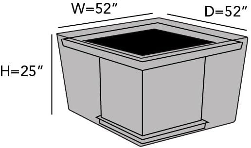 Covermates Prestige Square Fire Pit Cover – Heavy-Duty Water-Resistant Outdoor Patio Protection with 900D Polyester, Mesh Air Vents, Buckle Straps & Drawcord Hem, Square 52W x 52D x 25H, Stone