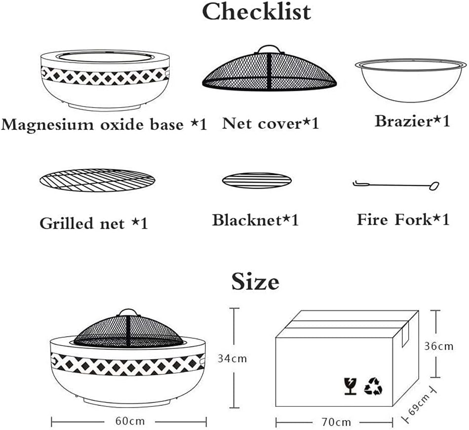 Garden Fire Pit Outdoor Party BBQ Fire Pit Barbecue Grill,Grill Shelf, Fire Bowl for Material Grill Camping Bowl BBQ Grill Barbecue Rack