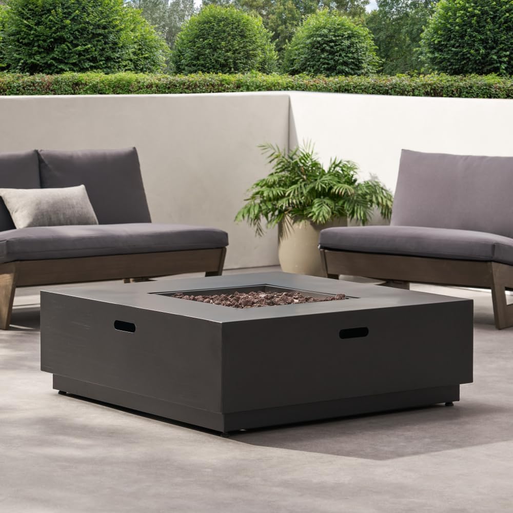 40 Inch Square Outdoor Fire Pit Table with 50,000 BTU Heating Power for Patio, Deck, or Backyard Gathering Spaces