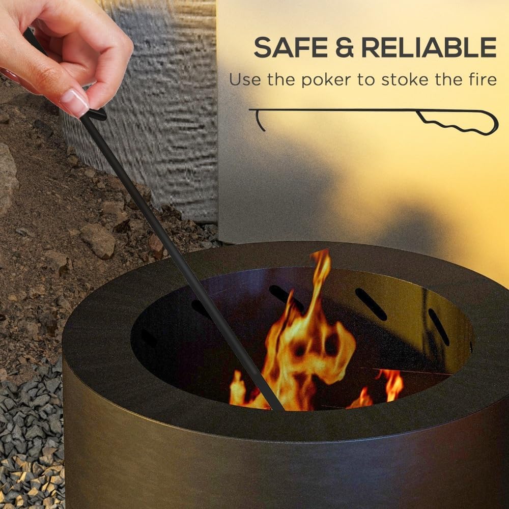 Smokeless Fire Pit for Backyard and Camping, Portable Wood Burning Firepit with Poker, Stainless Steel Outdoor Bonfire Stove for Patio