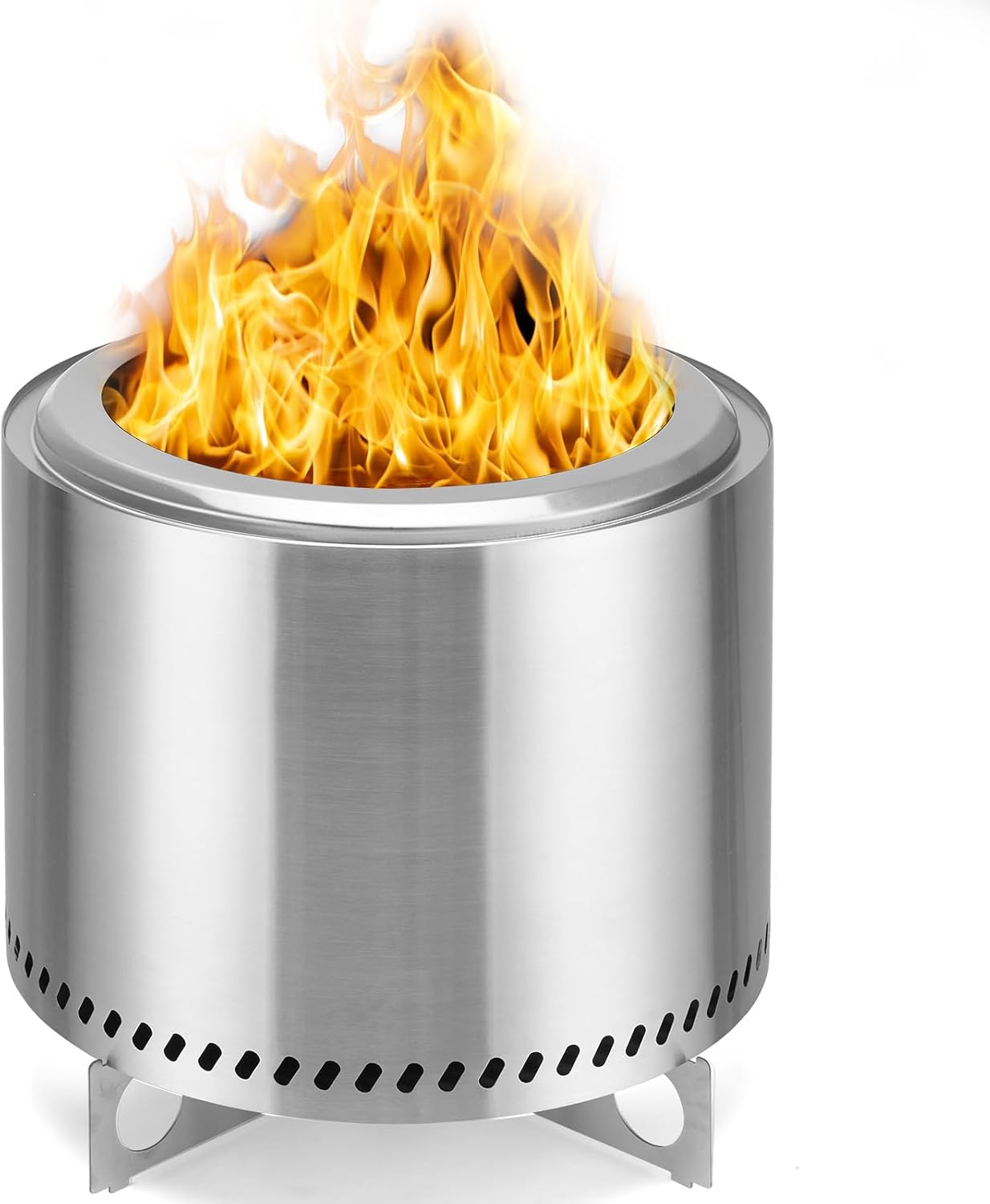 19 Inch Smokeless Fire Pit,304 Stainless Steel Tabletop Firepit Wood Pellets Burning Fire Pits for Camping,Bonfire with Removable Ash Pan - Portable Outdoor Fire Pit