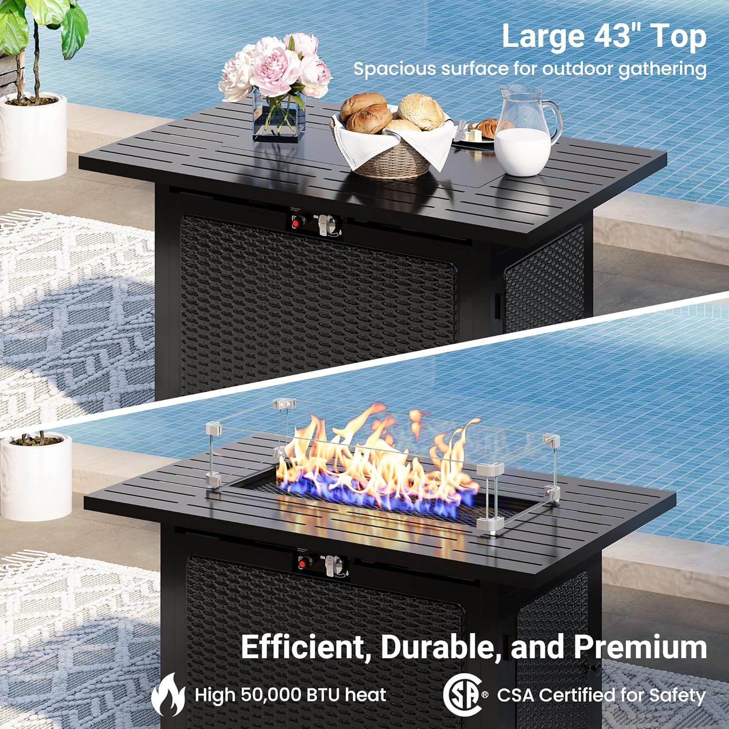 8 Pieces Outdoor Patio Furniture Set with 43