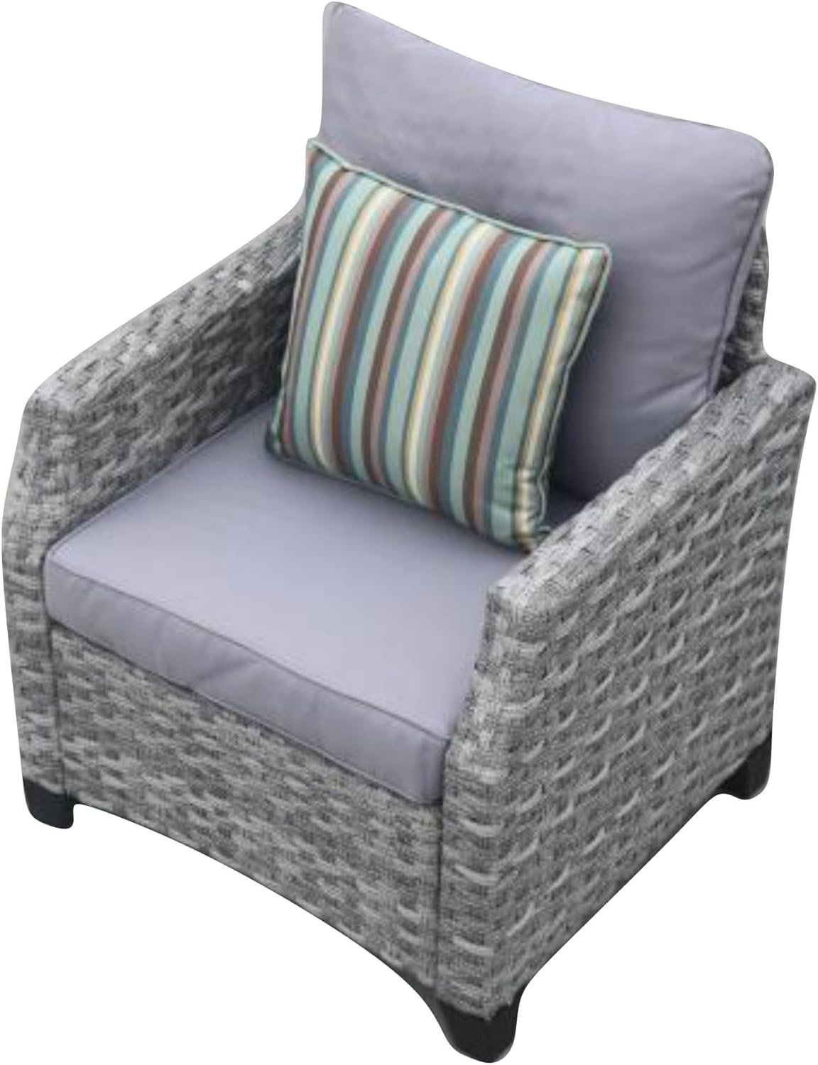 Direct Wicker Aluminum 7-Person Gray Seating Group with Fire Pit and Cushions